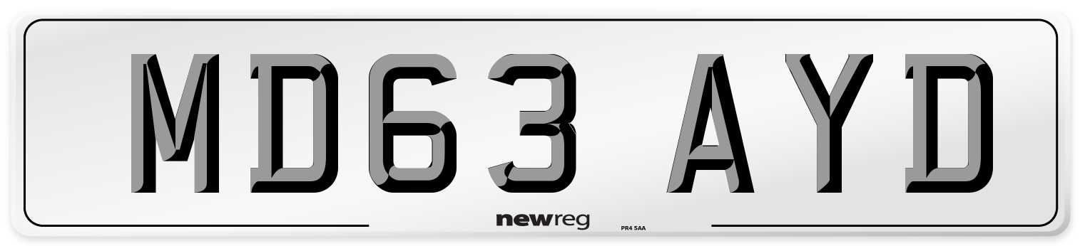 MD63 AYD Number Plate from New Reg